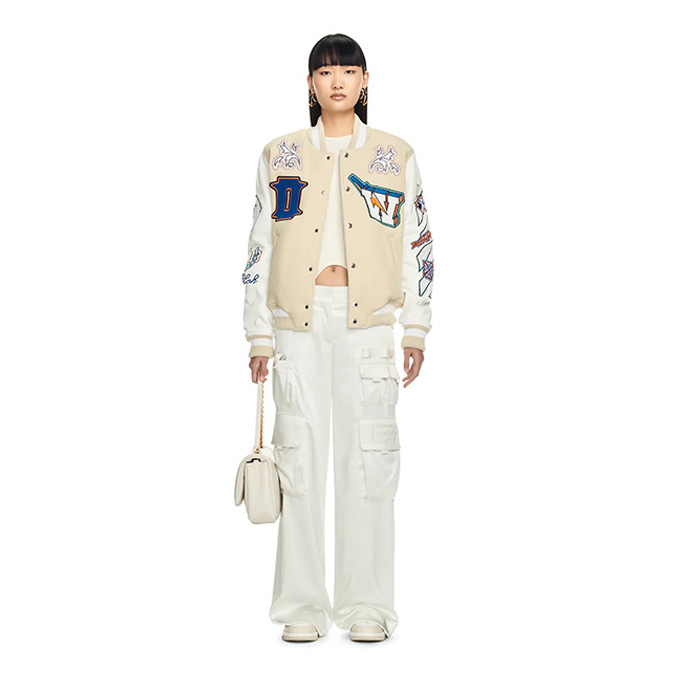 off white heavy embroidery patchwork varsity jacket